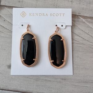 Kendra Scott Elle Black and Rose Gold Earrings